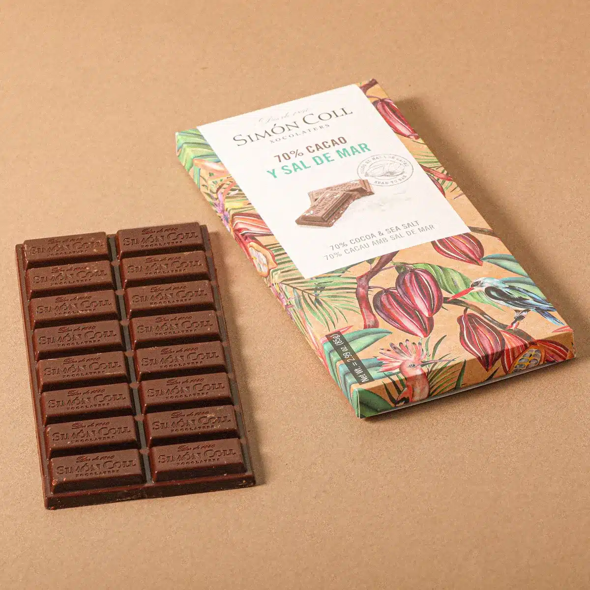 Simon Coll Chocolate 70 cacao y sal de mar 85g | xocolata 70 cacao sal de mar chocolate premium Simon Coll 70 cacao y sal de mar
