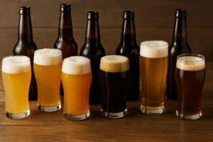 vasos y botellas de cerveza artesanal sueca