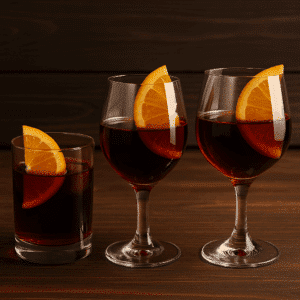 Vermut rojo en copa después de comprar vermut online
